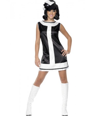 Black and White Mod Dress ADULT HIRE
